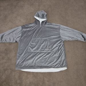 The Comfy- Oversized- Sherpa- Lined- Gray- Lounge- Hoodie- Wearable Blanket- OS